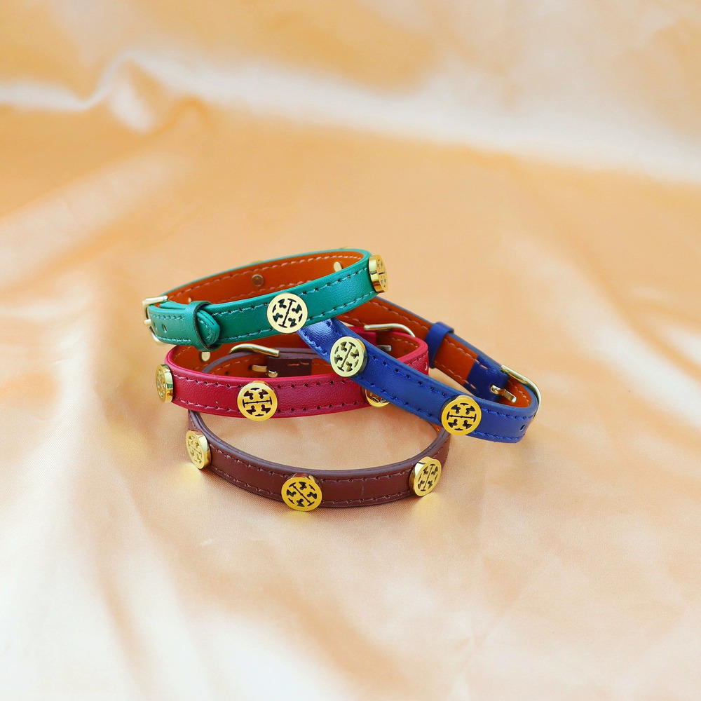 Tory Burch Gold Plated Brass Leather Bracelet Classic Unisex